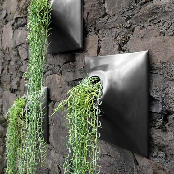 outdoor black ceramic wall planters