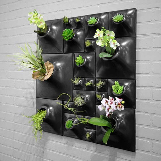 black ceramic wall planters for living wall