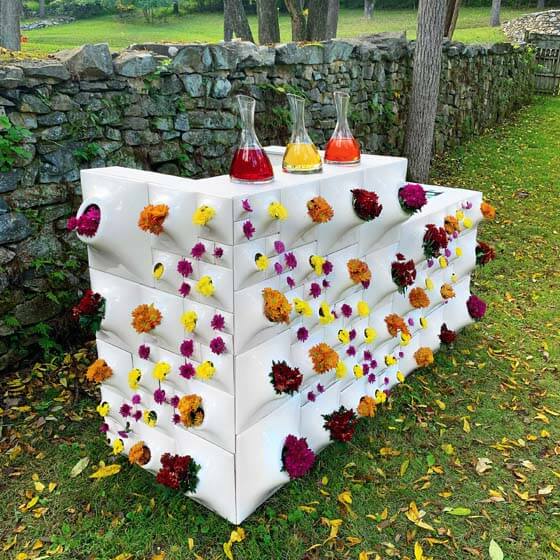 white ceramic wall planters for flower bar