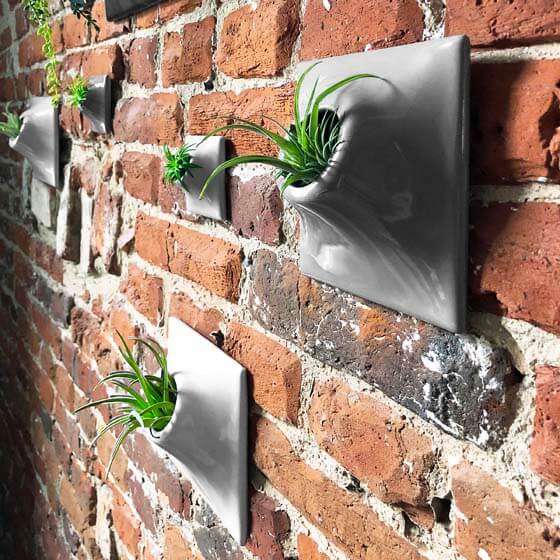 gray ceramic wallscape planter set