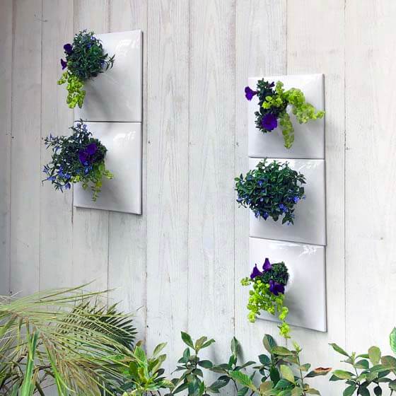 white outdoor ceramic wall planters for flowers