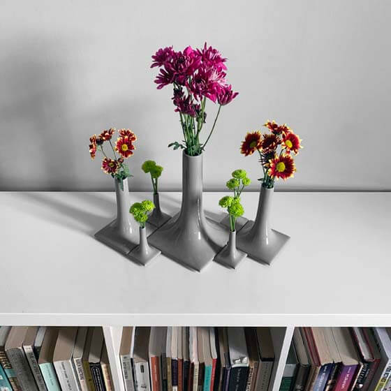 gray ceramic vase arrangement