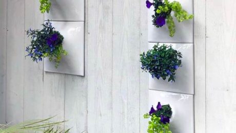 white ceramic outdor wall planters