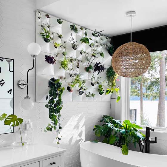 white ceramic planter living wall